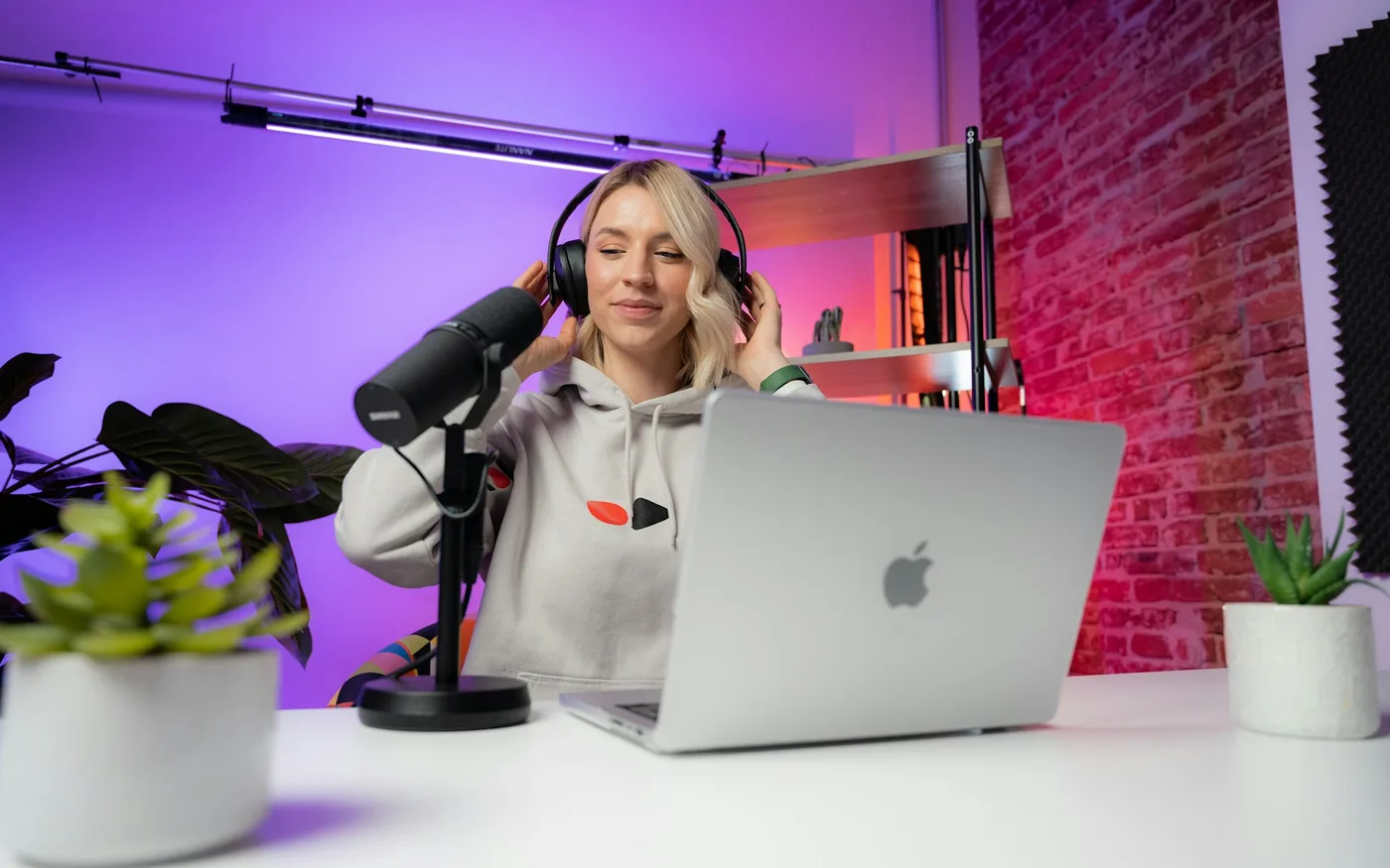 Creator in a purple studio